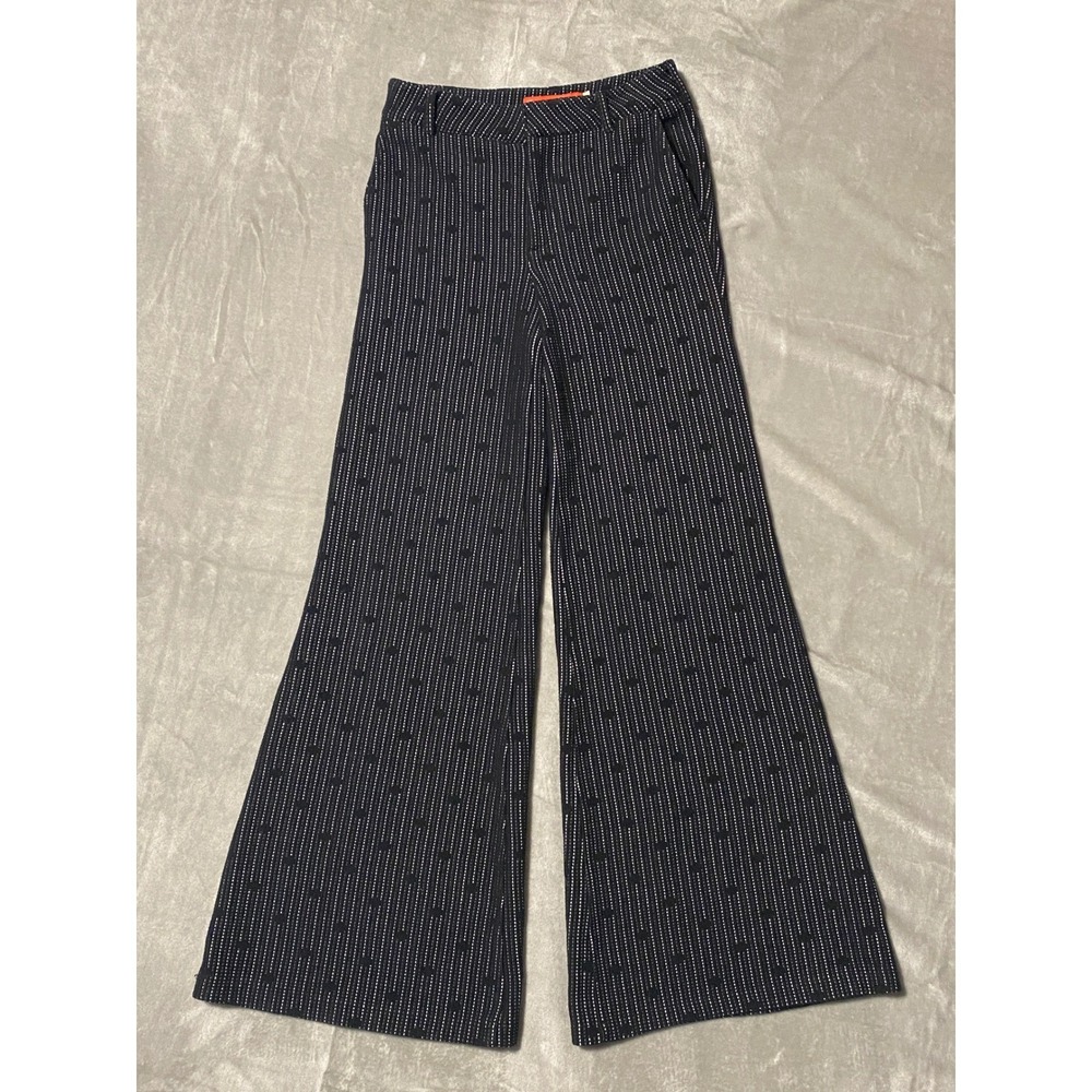 Cartonnier by Anthropologie High Rise Wide Leg Pants Black White Pinstripe